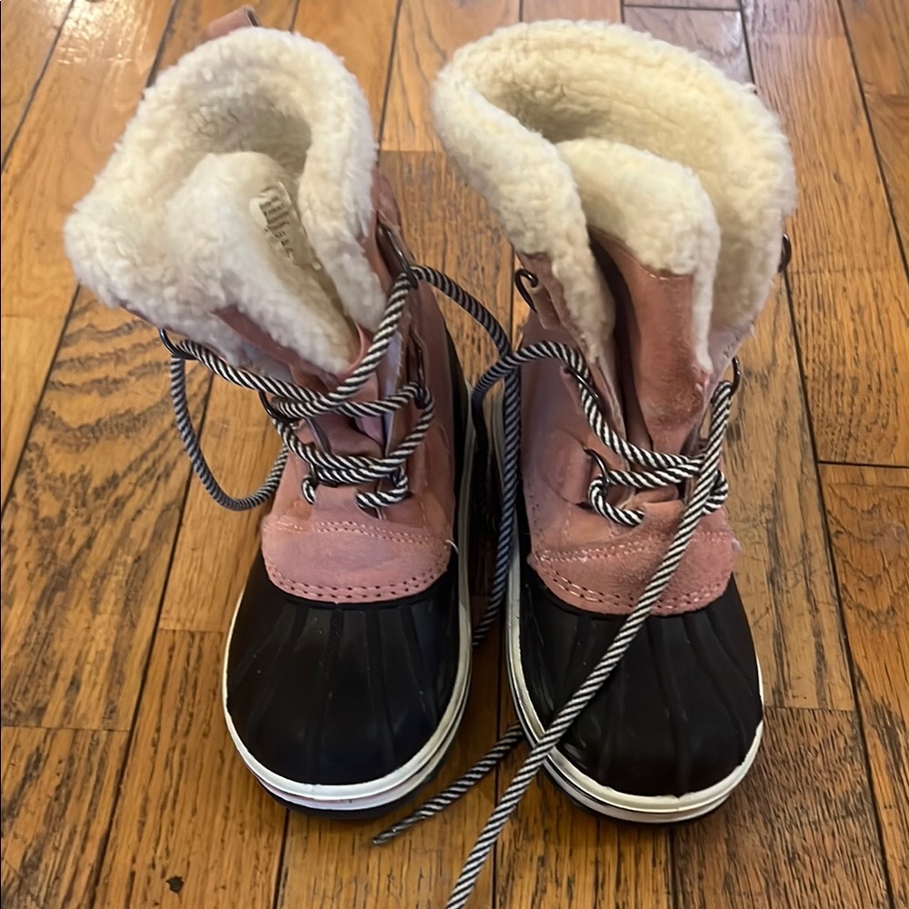 Kids Pink and Black Winter Boots